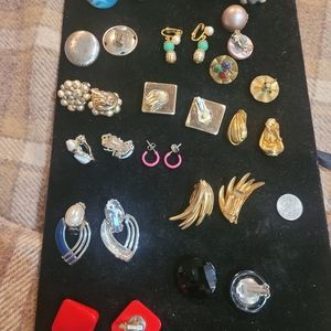 Mixed Lot of 15 pairs of Woman's Pierced Screw Back & Clip-On Earrings